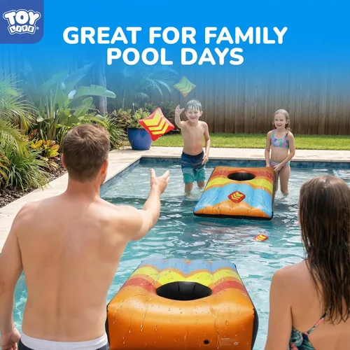 Vista 2 de TOY Life 2 Sets Inflatable Pool Games Toys, Pool Cornhole Game Floating Toys for Adults Family, Water Games for Adults, Bean Bag Toss Game for