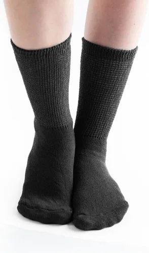 Vista 2 de Doc Ortho Calcetines de algodón para diabéticos de ajuste holgado para hombres y mujeres, 3 pares, cuello redondo