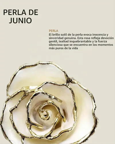 Vista 2 de Forever Rose Sumergido a mano en oro de 24 quilates, piedra natal de junio Perla de junio