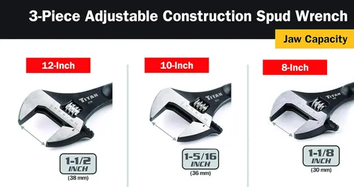 Vista 3 de Titan 223 Llave de construcción ajustable, juego de 3 piezas
