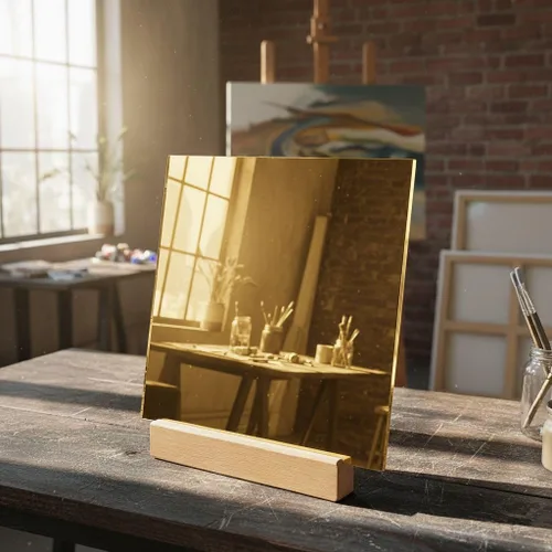 Vista 2 de DistinctAndUnique Hojas de plexiglás acrílico con espejo dorado de 1/8 de pulgada de grosor (0.118 in), vidrio de plexiglás de plástico fácil
