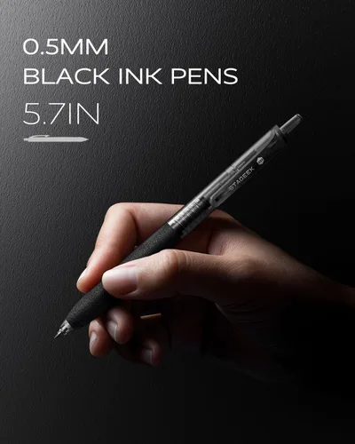 Vista 2 de STAGEEK 0.5mm Bolígrafos de Gel de Punta Fina de Escritura Suave, 12 Piezas de Bolígrafos de Tinta Negra, Bolígrafos de Gel Retráctiles de Aspecto