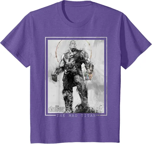 Vista 48 de Marvel Avengers Infinity War Thanos Sketch Graphic Camiseta Negro