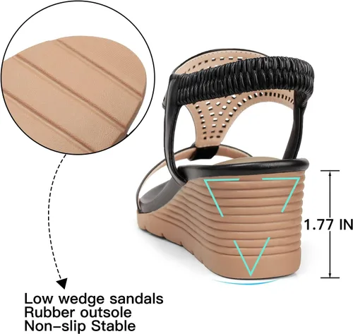 Vista 4 de SHIBEVER Sandalias de cuña para mujer, cómodas y elegantes para verano