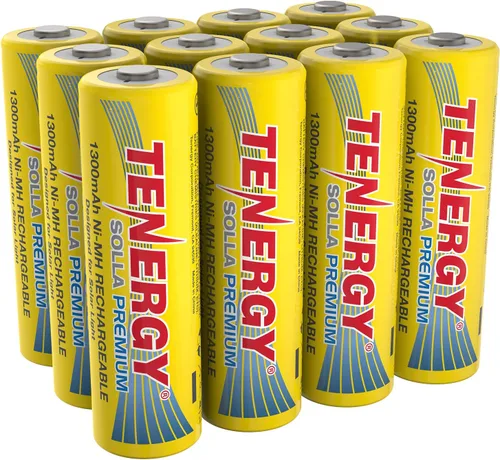 Vista 8 de Tenergy Solla - Batería recargable NiMH AA de alta calidad, baterías solares de 1300 mAh para luces solares de jardín, antifugas, durabilidad al