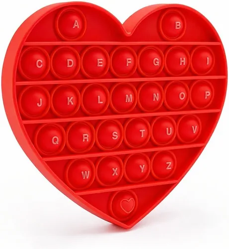 Vista 7 de Juguetes sensoriales antiestrés para niñas y niños pequeños, con forma de corazón rosa, alfabeto en relieve, juguete sensorial calmante