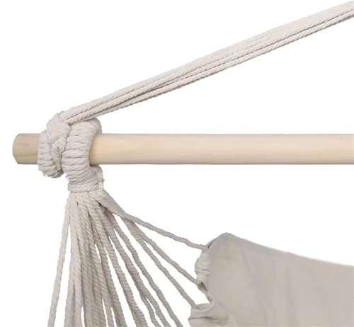 Vista 2 de Silla hamaca colgante de cuerda con borla, máximo 330 libras, 2 cojines incluidos, silla colgante grande de macramé con bolsillo, tejido de algodón