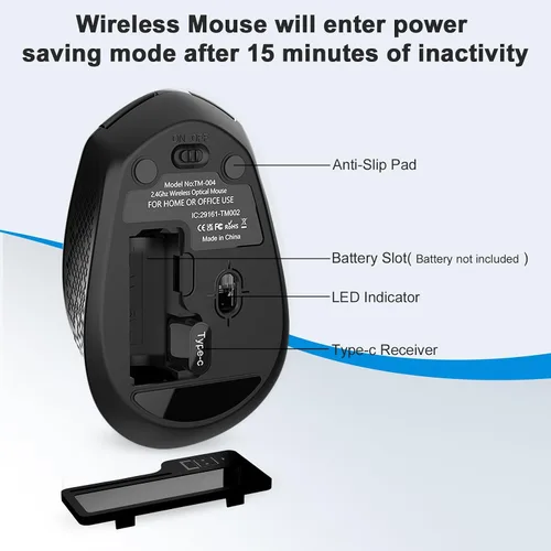 Vista 2 de RaceGT - Ratón inalámbrico USB C, tipo C silencioso para MacBook Air/Pro, ratones de computadora de 2.4 G inalámbricos con 6 botones y 3 niveles