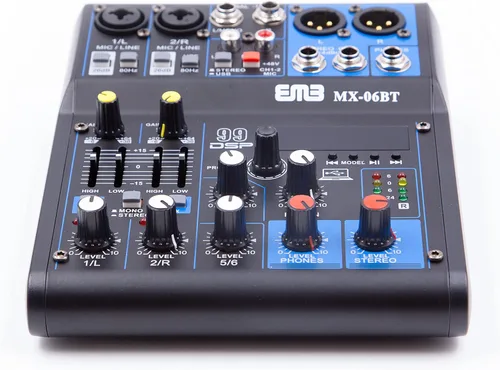 Vista 6 de EMB MX06BT 99 DSP 6-Channel Audio Mixer Consola de mezcla MP3 Sound Desk con Bluetooth