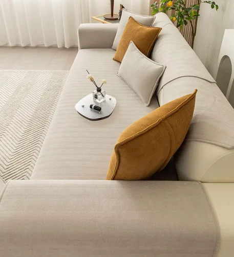 Vista 12 de vctops Funda de sofá con diseño de rayas cheurón estilo granja, protector de muebles de color sólido, funda de sofá suave antideslizante para Verde