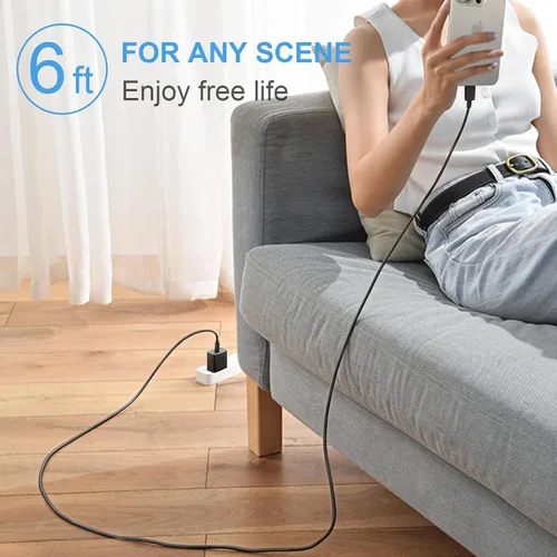Vista 7 de Cargador de carga rápida para iPhone 17, 16, 15, paquete de 3+3 cargadores de pared USB C de 20 W con cable de carga rápida de 6 pies compatible