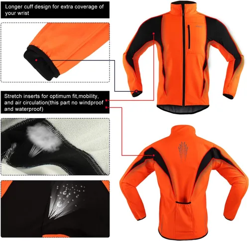 Vista 16 de Chaqueta térmica para ciclismo (tejido Softshell, resistente al viento, impermeable, 15K) de ARSUXEO