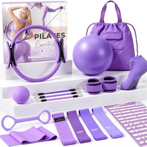Vista 8 de Pilates Kit, Pilates Equipment for Home Workouts, Home Pilates Essentials Kit for Women with Pilates Ring and Ball Set, Socks, Ankle Resistance