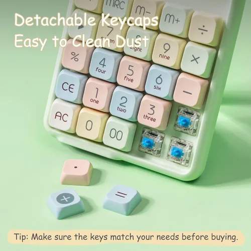 Vista 2 de Calculadora de interruptor mecánico, LCD grande de 12 dígitos Teclado mecánico real con retroalimentación táctil para trabajo de oficina, estudio