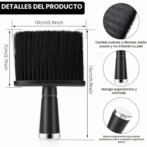 Vista 3 de 2 cepillos de peluquería para quitar el cabello suelto, cepillos profesionales de corte de cabello, cepillo de peluquero suave para cepillar