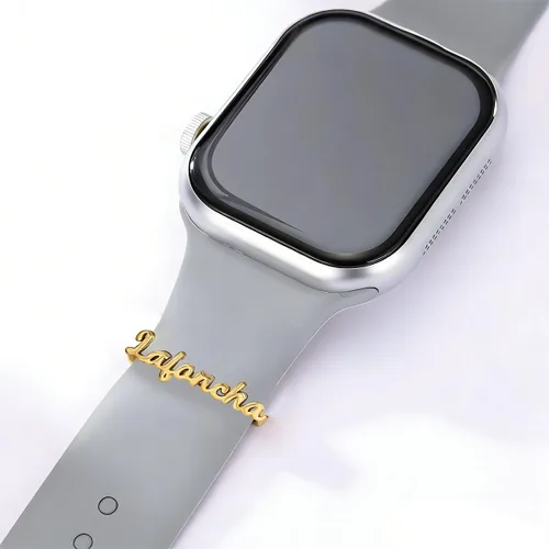 Vista 3 de Custom Engraved Various Font Styles Metal Watch Buckle - Personalized Name Stainless Steel Clasp, Adjustable Smartwatch Accessory, Compatible with