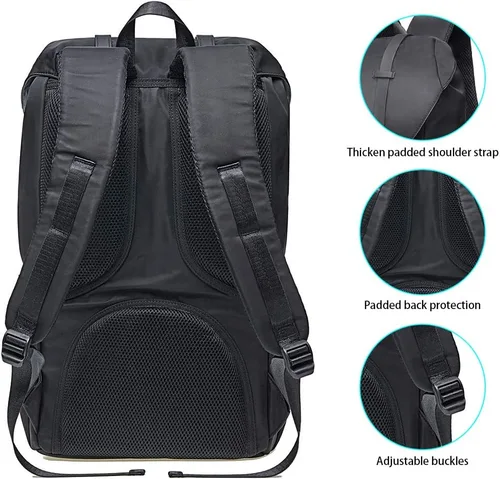 Vista 3 de KAUKKO Mochila de viaje para laptop, mochila al aire libre, mochila causal para 15.6 pulgadas (nailon negro)