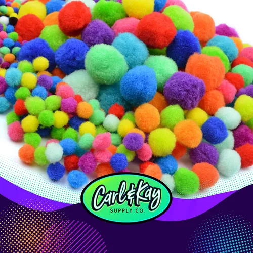 Vista 7 de 410 unidades – Pompones Jumbo para suministros de manualidades – 360 pompones peludos de colores grandes y pequeños surtidos con 50 ojos saltones