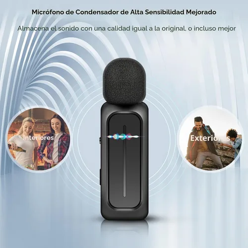 Vista 4 de Ecomxia 2 Piezas Micrófono de Solapa Inalámbrico para iPhone iPad Android con Estuche de Carga 7H Micrófono de Clip de Solapa Inalámbrico