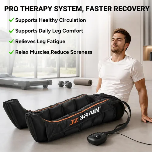 Vista 4 de JZBRAIN Botas de recuperación de piernas con compresión de aire: Dispositivo de sistema de compresión secuencial de doble potencia con sensor