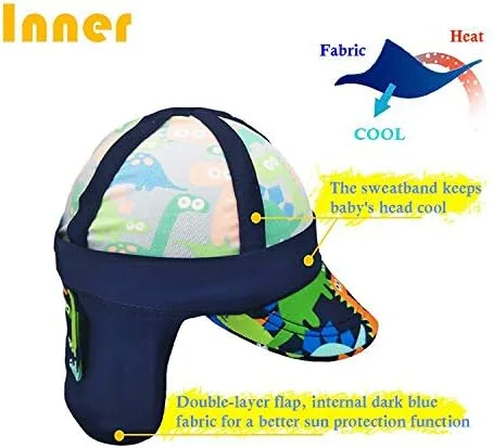 Vista 6 de Gifts Treat Sombrero de legionario para niños, protección solar UPF 50+, gorro de natación con solapa para niños, de secado rápido, con protección