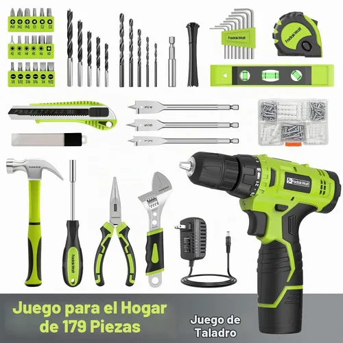 Vista 2 de FADAKWALT Juego de destornilladores inalámbricos de 12 V, kit de herramientas eléctricas de 179 piezas con batería y cargador, portabrocas sin llave
