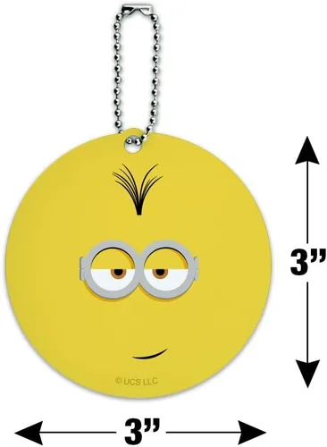 Vista 6 de Minions Kevin Face - Tarjeta de identificación redonda para equipaje de mano, maleta, Multicolor, 3 pulgadas
