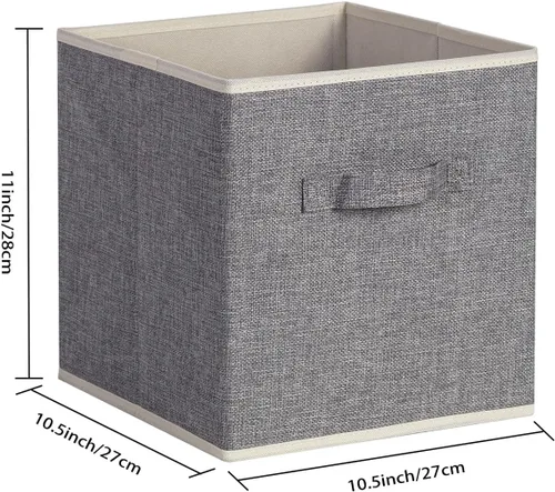 Vista 6 de Organizador de Cubos de Almacenamiento Contenedor 10.5" x 10.5" x 11" Cajas Grandes Canasta de Tela con Asas para Organizar Estantes Armario Ropa