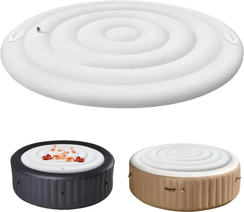 Vista 8 de Cubierta Inflable para Jacuzzi Tapa de Ahorro de Energía para Jacuzzi al Aire Libre, Cubierta Protectora Resistente al Viento e Impermeable