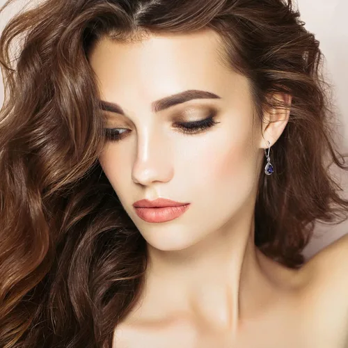 Vista 2 de YL Pendientes colgantes de plata de ley 925 para mujer, aretes de plata de ley 925, aretes de halo de lágrima y piedras preciosas de joyería, Metal