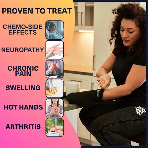 Vista 4 de Relief Genius - Calcetines de terapia de frío y guantes fríos para neuropatía de quimioterapia, paquete de cuidado de quimioterapia para mujeres