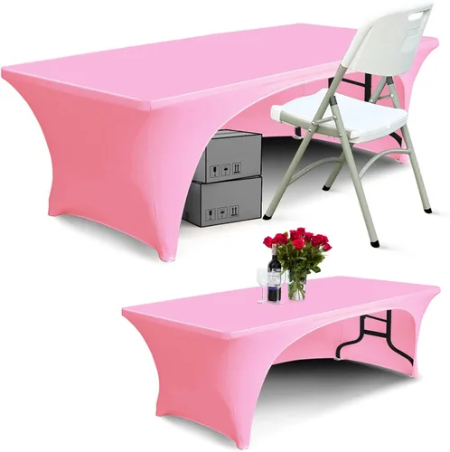 Vista 24 de ABCCANOPY - Mantel elástico de 1,2 m para mesa, ajustado, con parte trasera abierta, lavable, salvamanteles para mesas rectangulares, color negro