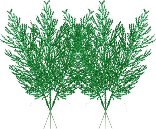Vista 12 de Tallos de bayas con purpurina navideña, 24 piezas de púas artificiales para rellenos de adornos de árbol de Navidad, coronas de Navidad Dorado