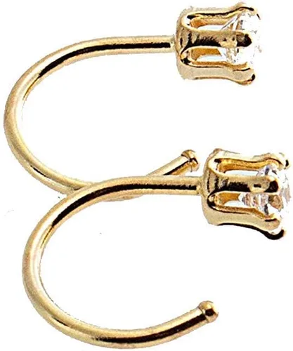 Vista 12 de Half Huggie Birthstone Gold Hoop Earrings for Women Tiny Cartilage Stud Piercing Earring Hypoallergenic Earring Screw Back Dainty Hug