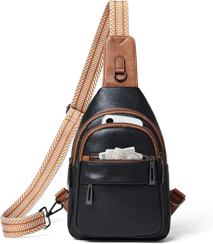 Vista 11 de Leresas Bolso bandolera de 7L para mujer, bolso cruzado, riñoneras, de cuero vegano, bolso de pecho de moda, de viaje, antirrobo
