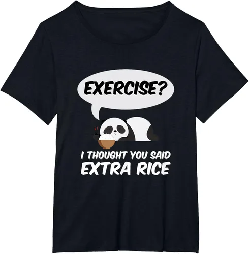 Vista 73 de ¿Ejercicio? I Thought You Said Extra Rice Panda Gift T-Shirt, Negro, S