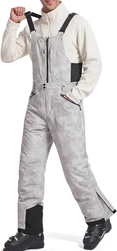 Vista 17 de FREE SOLDIER Overoles de esquí con peto para hombre, impermeables y con aislamiento Negro