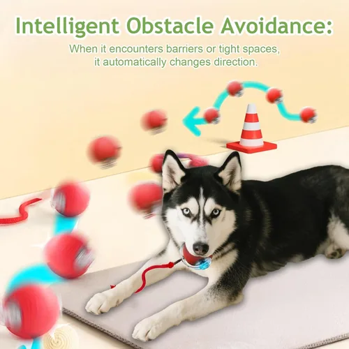 Vista 2 de Pelota interactiva rodante para perros, pelota autoenrollable para perros, juguetes interactivos para gatos, juguete automático automático para Gris