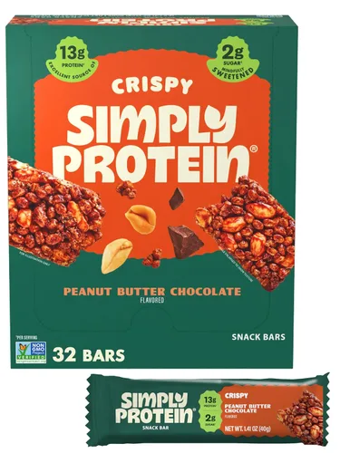 Vista 21 de Simply Protein - Barras crujientes de canela y nuez - Barras de proteínas a base de plantas - Bajo en carbohidratos, bajo en azúcar, alta fibra