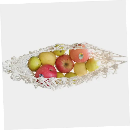 Vista 9 de Bolsa de red de almacenamiento de cocina, hamaca de frutas colgante, decoración de macramé, cesta de frutas de macramé, organizador
