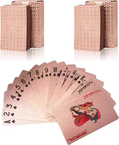 Vista 13 de 10 Paquetes de Cartas de Juego - 5 Negras 5 Doradas HD, 54 Cartas de Póquer Estándar de Plástico Impermeable para Fiestas Familiares Negro y dorado