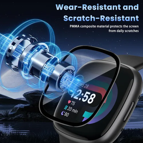 Vista 6 de 3 protectores de pantalla para Fitbit Versa 4, Fitbit Versa 3, Fitbit Sense 2, Fitbit Sense 2, protector de pantalla de cobertura completa
