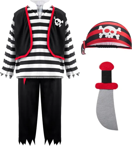 Vista 4 de Spooktacular Creations Disfraz de pirata a rayas para bebé niño