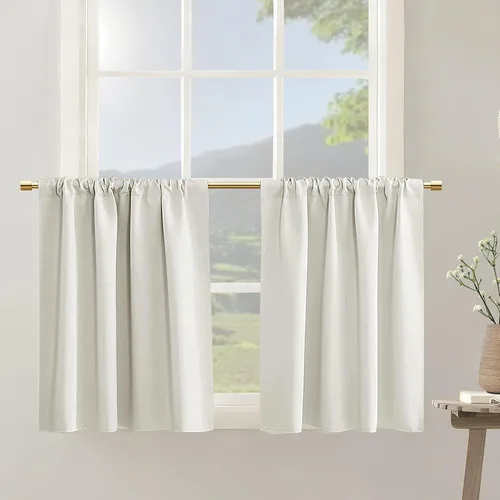 Vista 16 de PANELSBURG - Cortinas de cocina para ventanas, cortinas cortas térmicas aisladas de invierno para puerta con ventana, 24 pulgadas de largo, beige