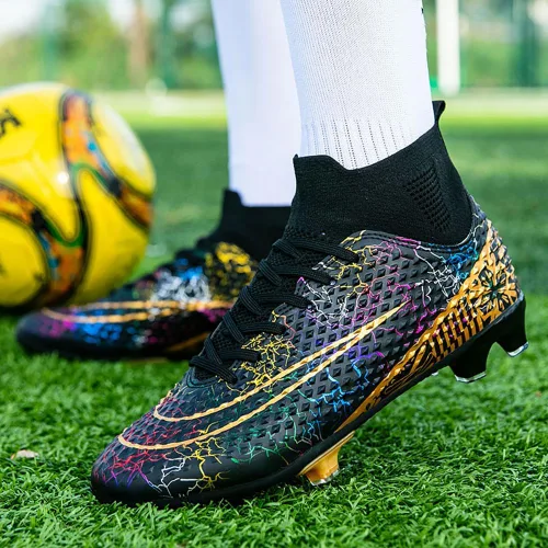 Vista 5 de MIGPOGZAI Zapatos de fútbol para hombre, zapatos de fútbol de alta calidad, transpirables, atléticos, profesionales, para jóvenes, niños, zapatos
