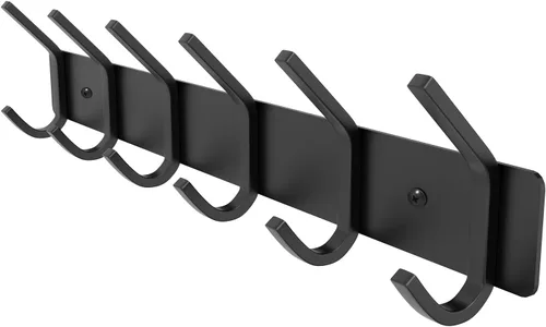 Vista 12 de VAEHOLD Perchero resistente de pared para colgar abrigos, ropa, batas, toallas y sombreros, con 3 ganchos, color negro