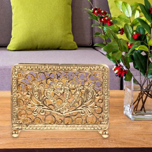Vista 5 de Retro Metal Napkin Holder Upright Serviette Rack Gold Rectangular Iron Napkin Stand for Restaurant Table and Home Kitchen Decor