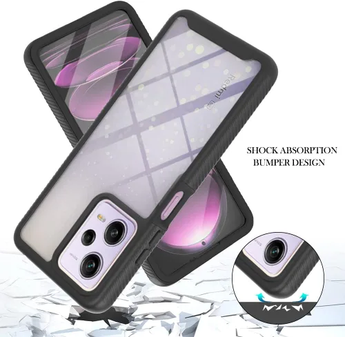 Vista 2 de Funda para Redmi Note 12 Pro, delgada, de cuerpo completo, resistente, elegante, protectora, transparente, híbrida, 3 en 1, con protector
