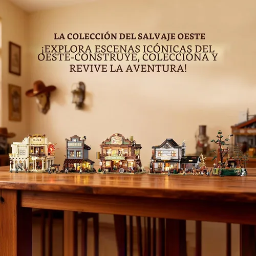 Vista 8 de Lumibricks Western-Inn - Juego de 2682 piezas de construcción de hotel de construcción ligera The Old West Inn para adultos y amantes del oeste