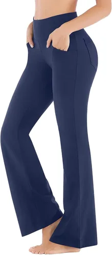 Vista 4 de Pantalones anchos de pierna recta para pilates, leggings altos, cintura deportiva, pantalones acampanados para yoga, talla grande, pantalones de yoga